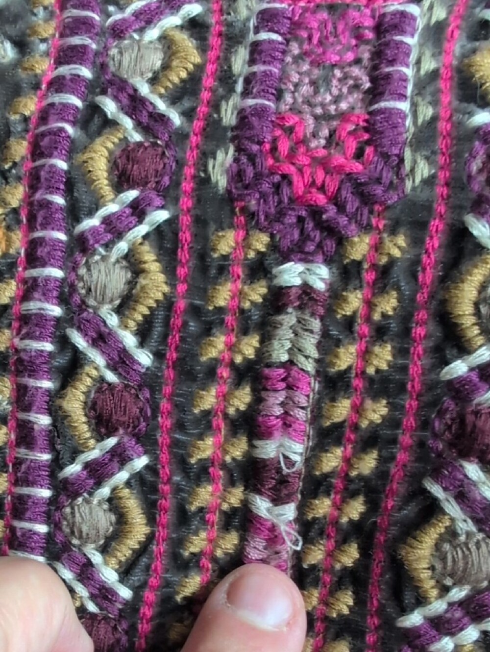 Johnny Was Taupe and Pink Velvet Boho Top - Picture 5 of 7